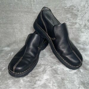 Clarks Active Air Black Leather Loafers Light Stitching Men's Size 12 Slip On